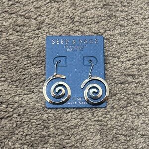 Seed & Sage 925 Sterling Silver Spiral Swirl Dangle Earrings Made in Mexico